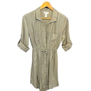Light army green shirt dress, worn once. Dry cleaned
